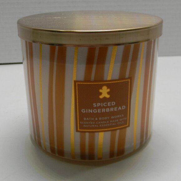 Bath & Body Works Spiced Gingerbread 3 Wick Candle Christmas Holiday NEW - Picture 1 of 4